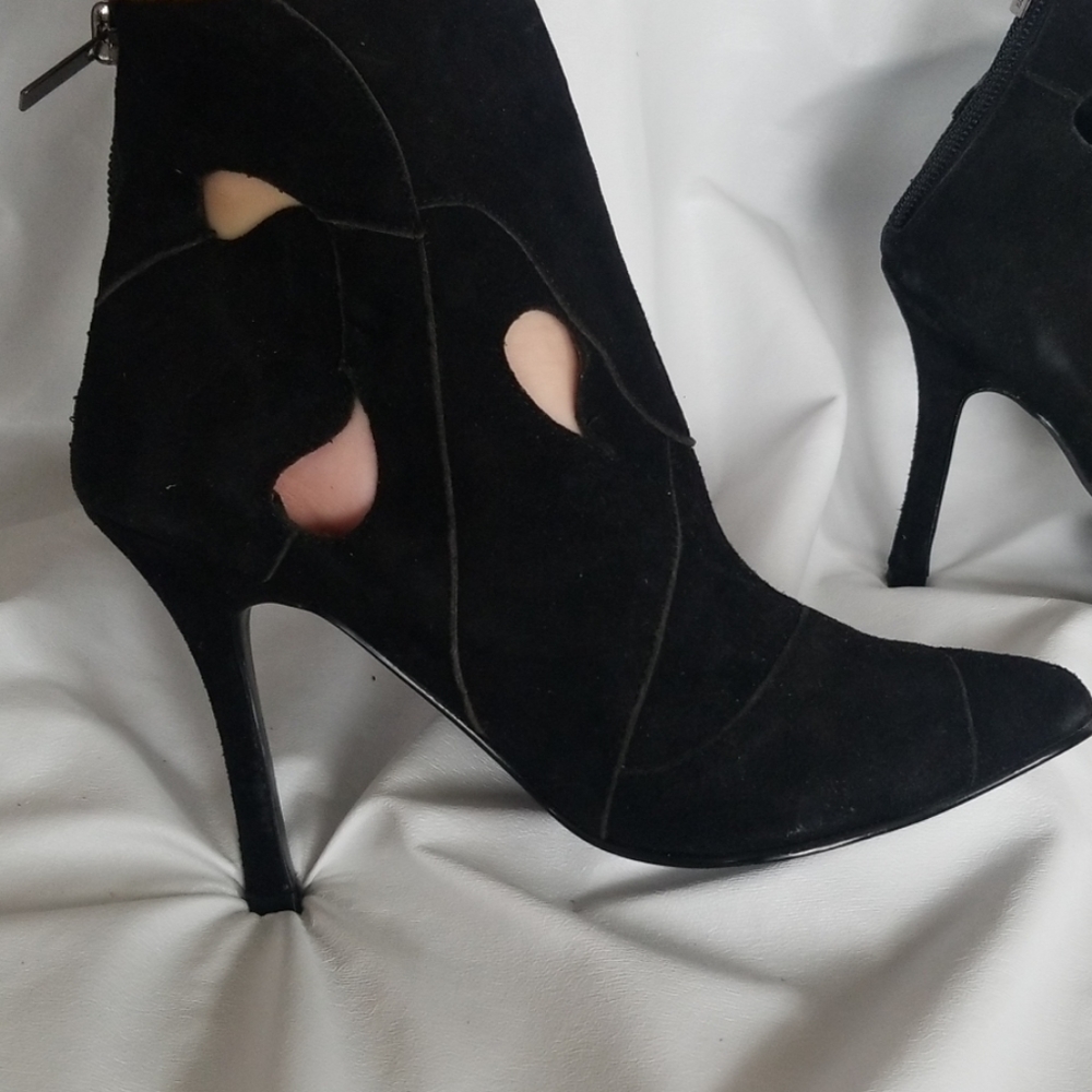 Colin Stuart black suede cutout stiletto heels